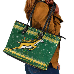 South Africa Christmas Rugby Leather Tote Bag Springboks Geseende Kersfees