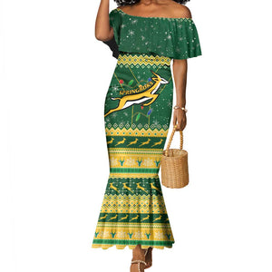 South Africa Christmas Rugby Mermaid Dress Springboks Geseende Kersfees