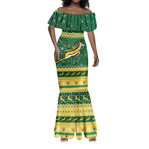 South Africa Christmas Rugby Mermaid Dress Springboks Geseende Kersfees