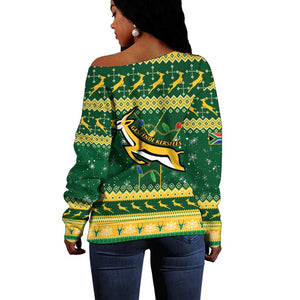 South Africa Christmas Rugby Off Shoulder Sweater Springboks Geseende Kersfees