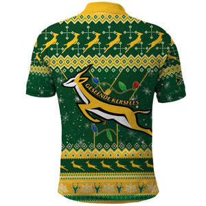 South Africa Christmas Rugby Polo Shirt Springboks Geseende Kersfees