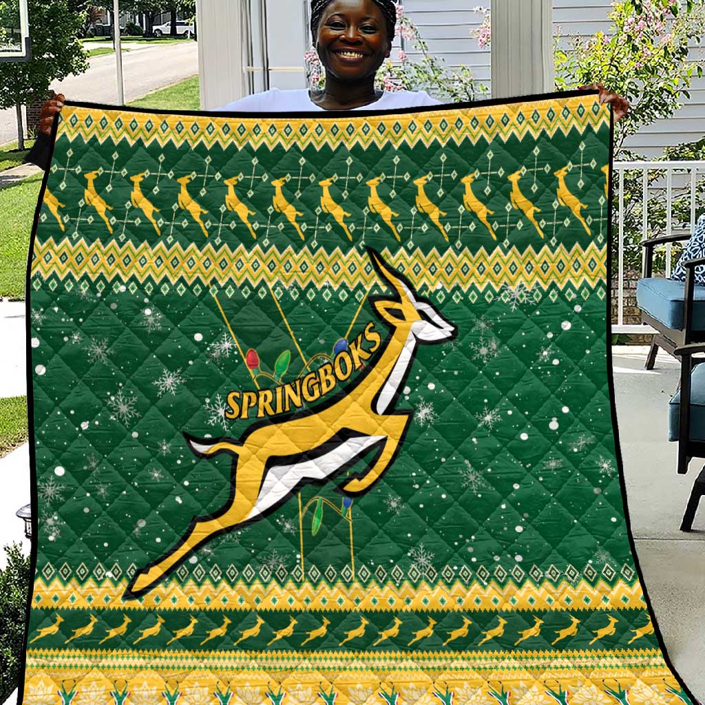 South Africa Christmas Rugby Quilt Springboks Geseende Kersfees