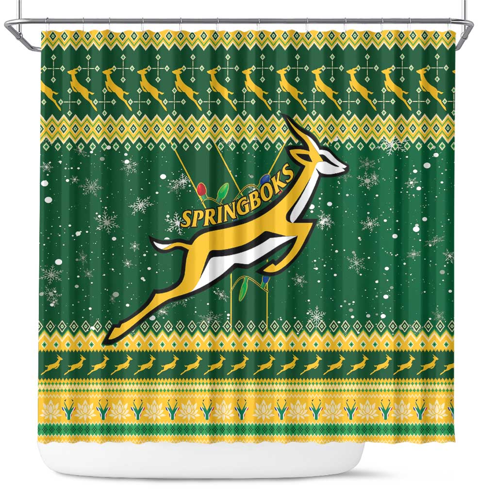 South Africa Christmas Rugby Shower Curtain Springboks Geseende Kersfees