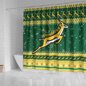 South Africa Christmas Rugby Shower Curtain Springboks Geseende Kersfees