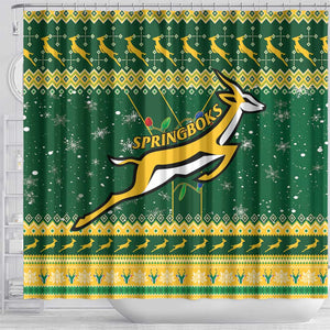 South Africa Christmas Rugby Shower Curtain Springboks Geseende Kersfees