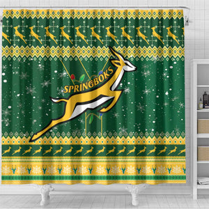 South Africa Christmas Rugby Shower Curtain Springboks Geseende Kersfees