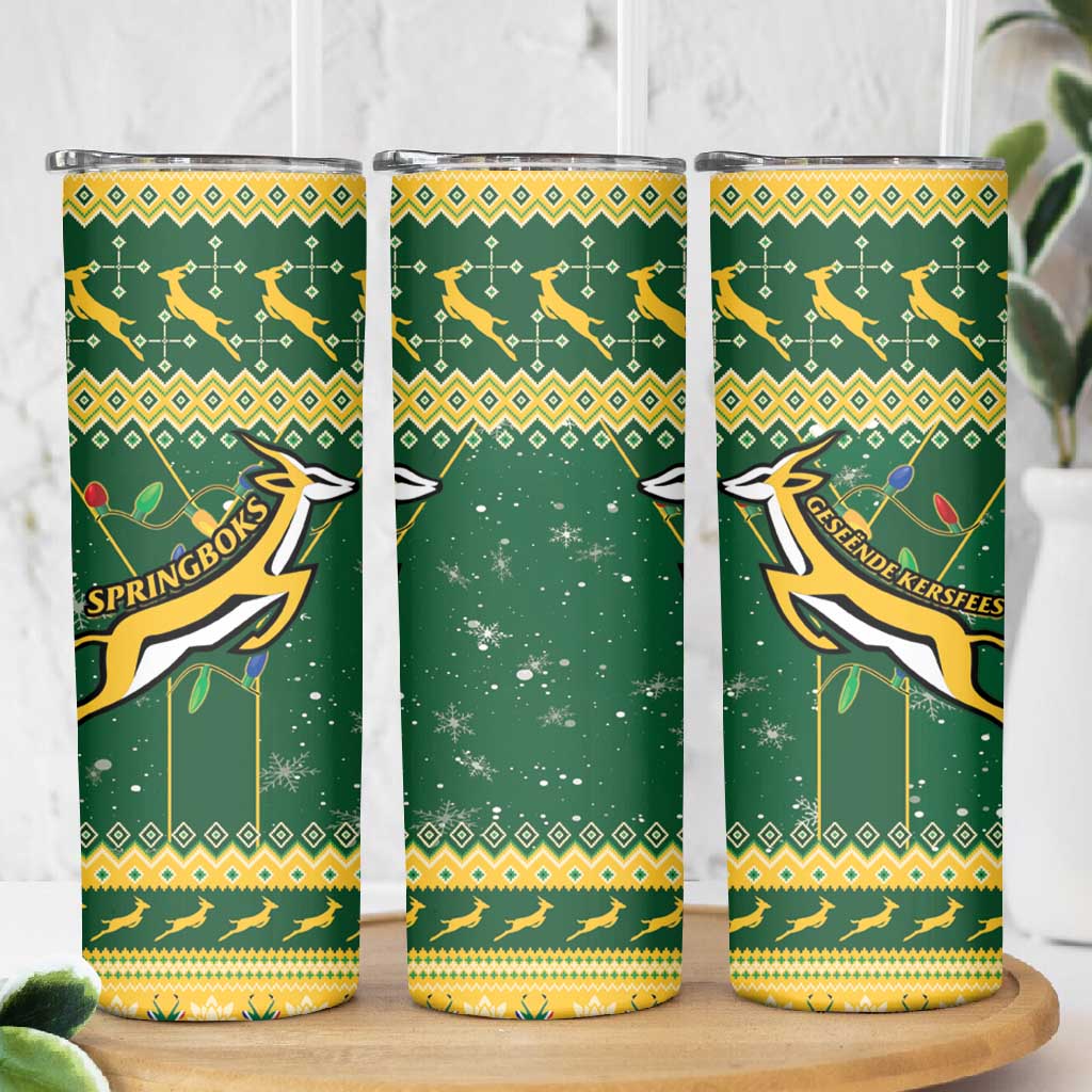 South Africa Christmas Rugby Skinny Tumbler Springboks Geseende Kersfees