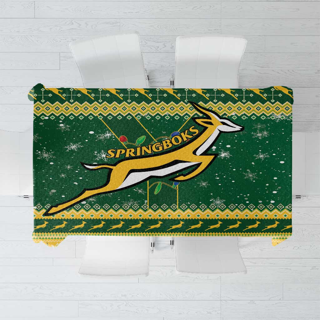 South Africa Christmas Rugby Tablecloth Springboks Geseende Kersfees