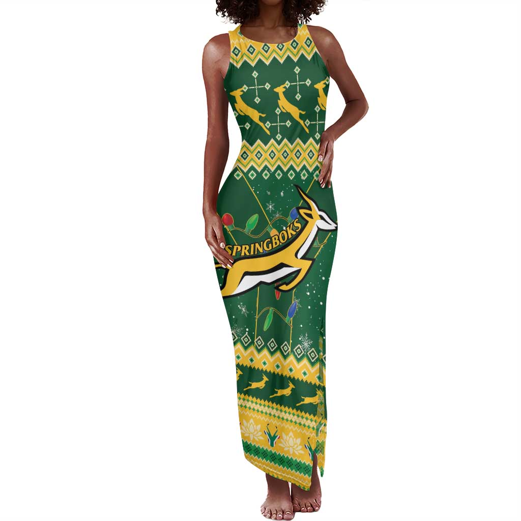 South Africa Christmas Rugby Tank Maxi Dress Springboks Geseende Kersfees