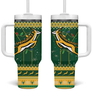 South Africa Christmas Rugby Tumbler With Handle Springboks Geseende Kersfees