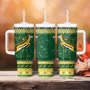 South Africa Christmas Rugby Tumbler With Handle Springboks Geseende Kersfees