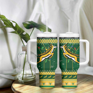 South Africa Christmas Rugby Tumbler With Handle Springboks Geseende Kersfees