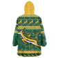 South Africa Christmas Rugby Wearable Blanket Hoodie Springboks Geseende Kersfees