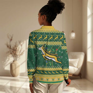 South Africa Christmas Rugby Women Casual Shirt Springboks Geseende Kersfees