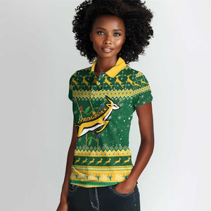 South Africa Christmas Rugby Women Polo Shirt Springboks Geseende Kersfees