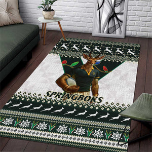 South Africa Christmas Rugby Area Rug Springboks Mascot Mix African Pattern