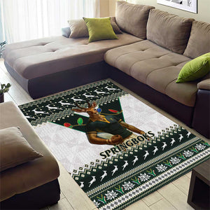 South Africa Christmas Rugby Area Rug Springboks Mascot Mix African Pattern