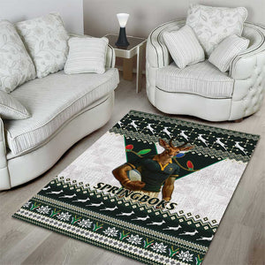 South Africa Christmas Rugby Area Rug Springboks Mascot Mix African Pattern