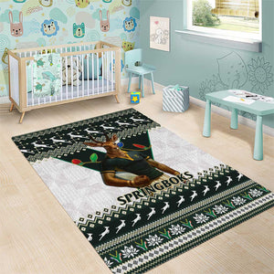 South Africa Christmas Rugby Area Rug Springboks Mascot Mix African Pattern