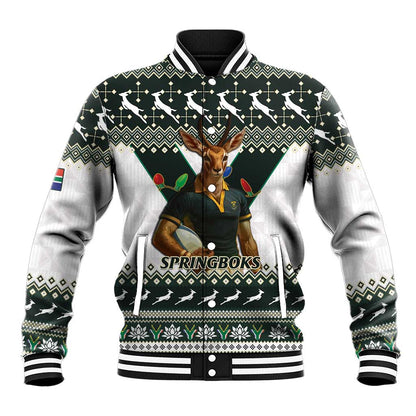 South Africa Christmas Rugby Baseball Jacket Springboks Mascot Mix African Pattern LT15