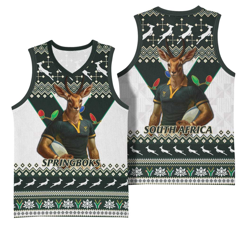 South Africa Christmas Rugby Basketball Jersey Springboks Mascot Mix African Pattern LT15