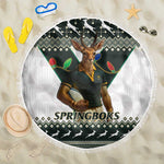 South Africa Christmas Rugby Beach Blanket Springboks Mascot Mix African Pattern