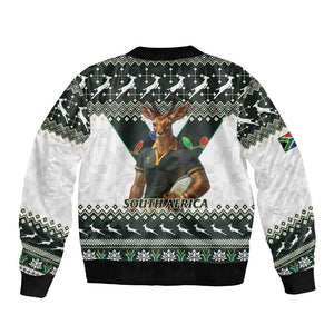 South Africa Christmas Rugby Bomber Jacket Springboks Mascot Mix African Pattern