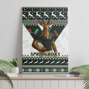 South Africa Christmas Rugby Canvas Wall Art Springboks Mascot Mix African Pattern