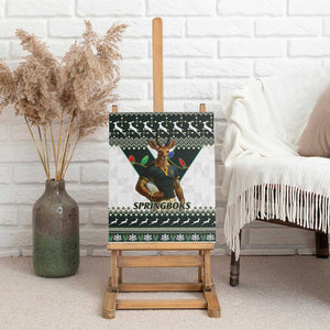 South Africa Christmas Rugby Canvas Wall Art Springboks Mascot Mix African Pattern