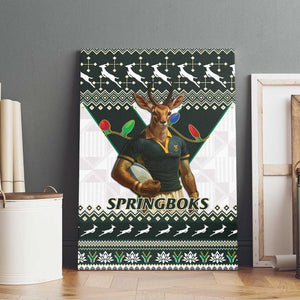 South Africa Christmas Rugby Canvas Wall Art Springboks Mascot Mix African Pattern