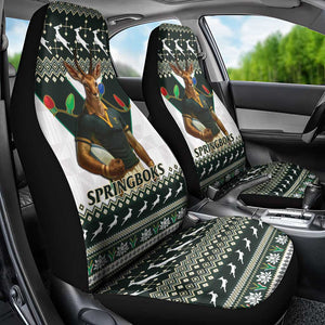 South Africa Christmas Rugby Car Seat Cover Springboks Mascot Mix African Pattern