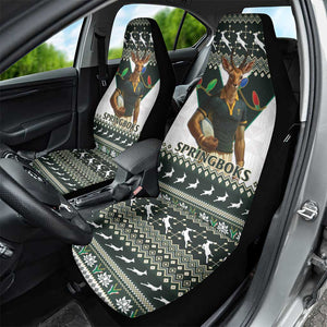 South Africa Christmas Rugby Car Seat Cover Springboks Mascot Mix African Pattern