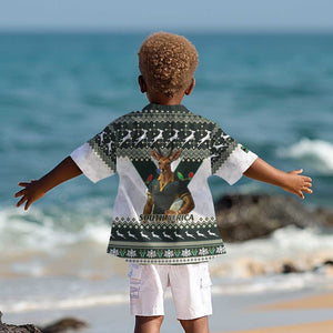 South Africa Christmas Rugby Kid Hawaiian Shirt Springboks Mascot Mix African Pattern