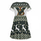 South Africa Christmas Rugby Kid Short Sleeve Dress Springboks Mascot Mix African Pattern