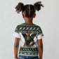 South Africa Christmas Rugby Kid T shirt Springboks Mascot Mix African Pattern