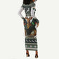 South Africa Christmas Rugby Long Sleeve Bodycon Dress Springboks Mascot Mix African Pattern LT15