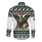 South Africa Christmas Rugby Long Sleeve Button Shirt Springboks Mascot Mix African Pattern