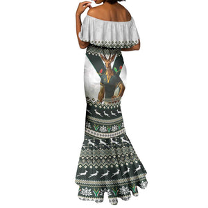 South Africa Christmas Rugby Mermaid Dress Springboks Mascot Mix African Pattern