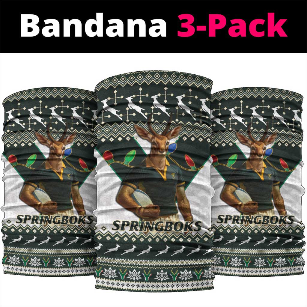 South Africa Christmas Rugby Neck Gaiter Springboks Mascot Mix African Pattern LT15