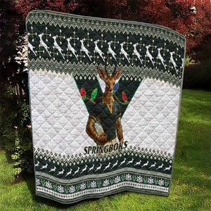 South Africa Christmas Rugby Quilt Springboks Mascot Mix African Pattern