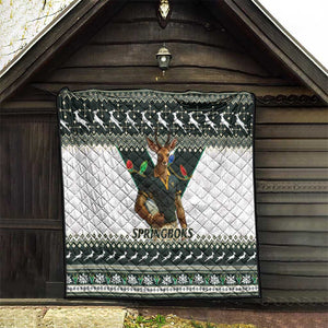 South Africa Christmas Rugby Quilt Springboks Mascot Mix African Pattern