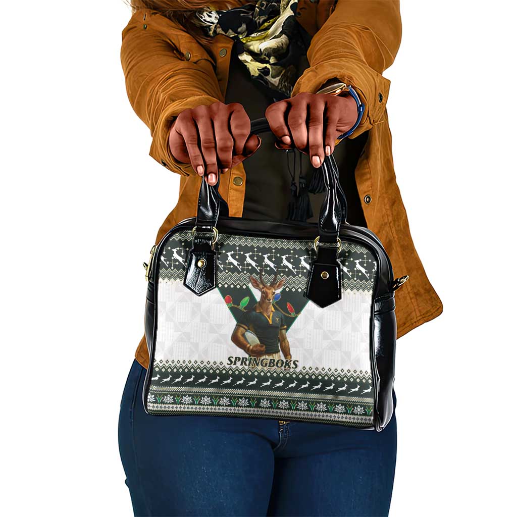 South Africa Christmas Rugby Shoulder Handbag Springboks Mascot Mix African Pattern