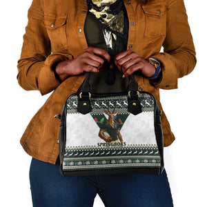 South Africa Christmas Rugby Shoulder Handbag Springboks Mascot Mix African Pattern