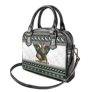 South Africa Christmas Rugby Shoulder Handbag Springboks Mascot Mix African Pattern