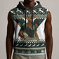 South Africa Christmas Rugby Sleeveless Hoodie Springboks Mascot Mix African Pattern - African Pride