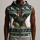 South Africa Christmas Rugby Sleeveless Zip Hoodie Springboks Mascot Mix African Pattern - African Pride