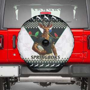 South Africa Christmas Rugby Spare Tire Cover Springboks Mascot Mix African Pattern