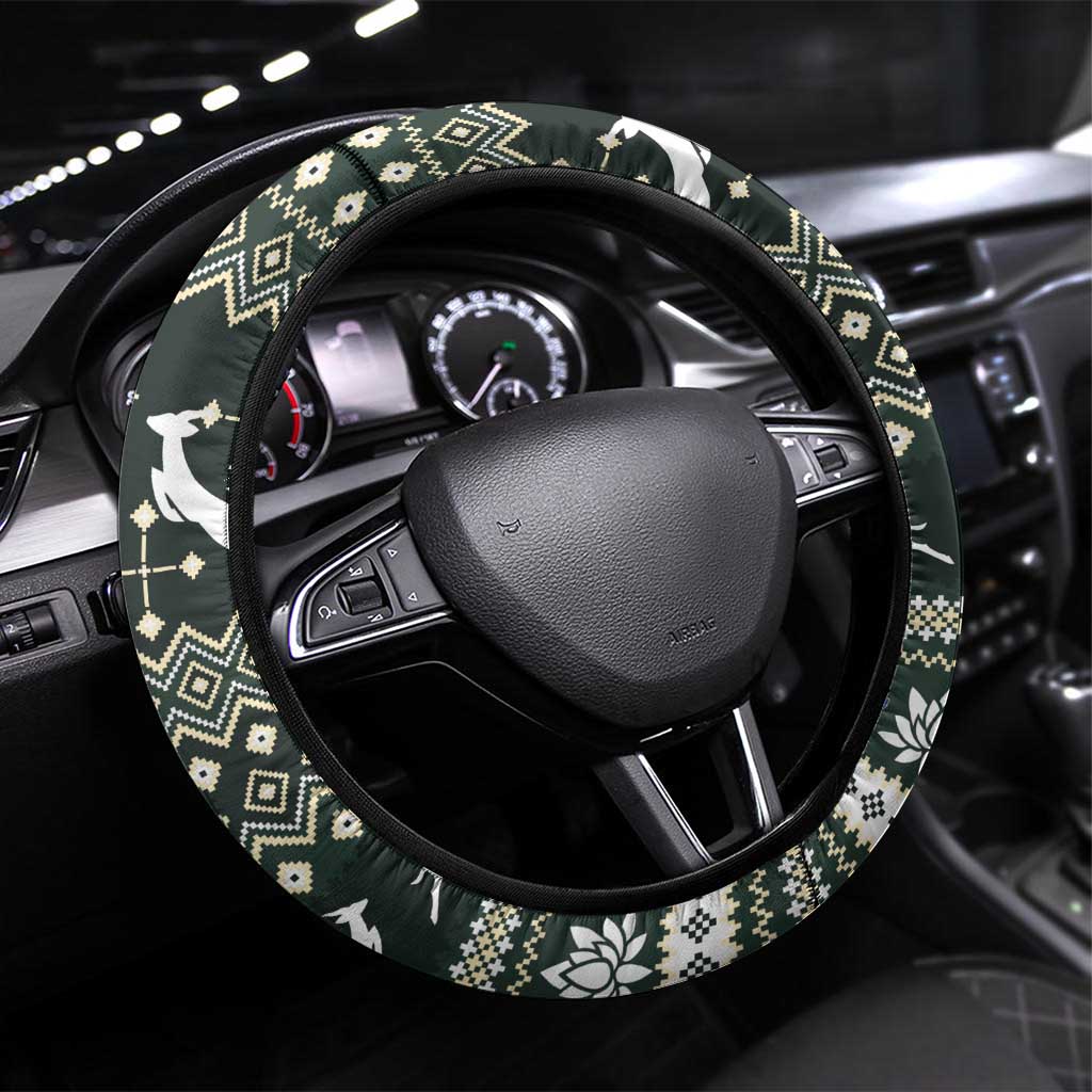 South Africa Christmas Rugby Steering Wheel Cover Springboks Mascot Mix African Pattern