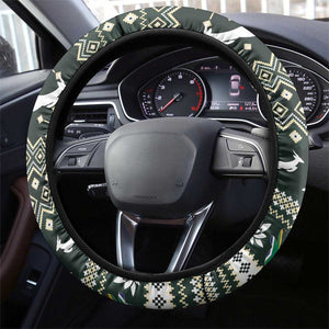 South Africa Christmas Rugby Steering Wheel Cover Springboks Mascot Mix African Pattern