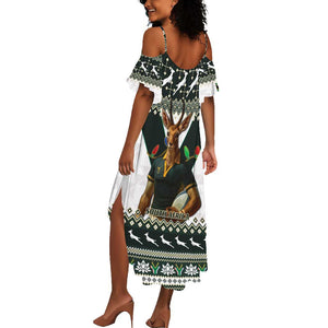 South Africa Christmas Rugby Summer Maxi Dress Springboks Mascot Mix African Pattern